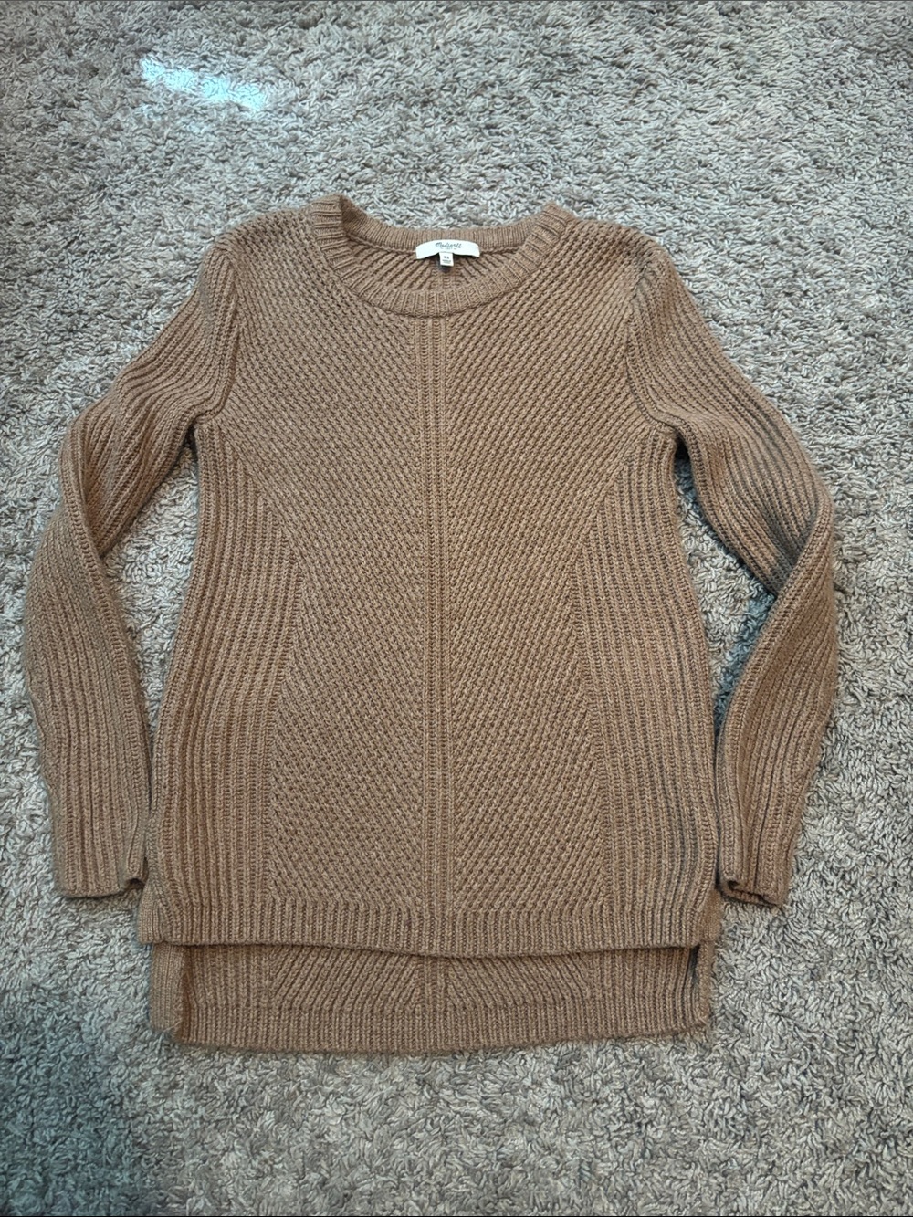 Madewell Camel Ribbed Crewneck Sweater